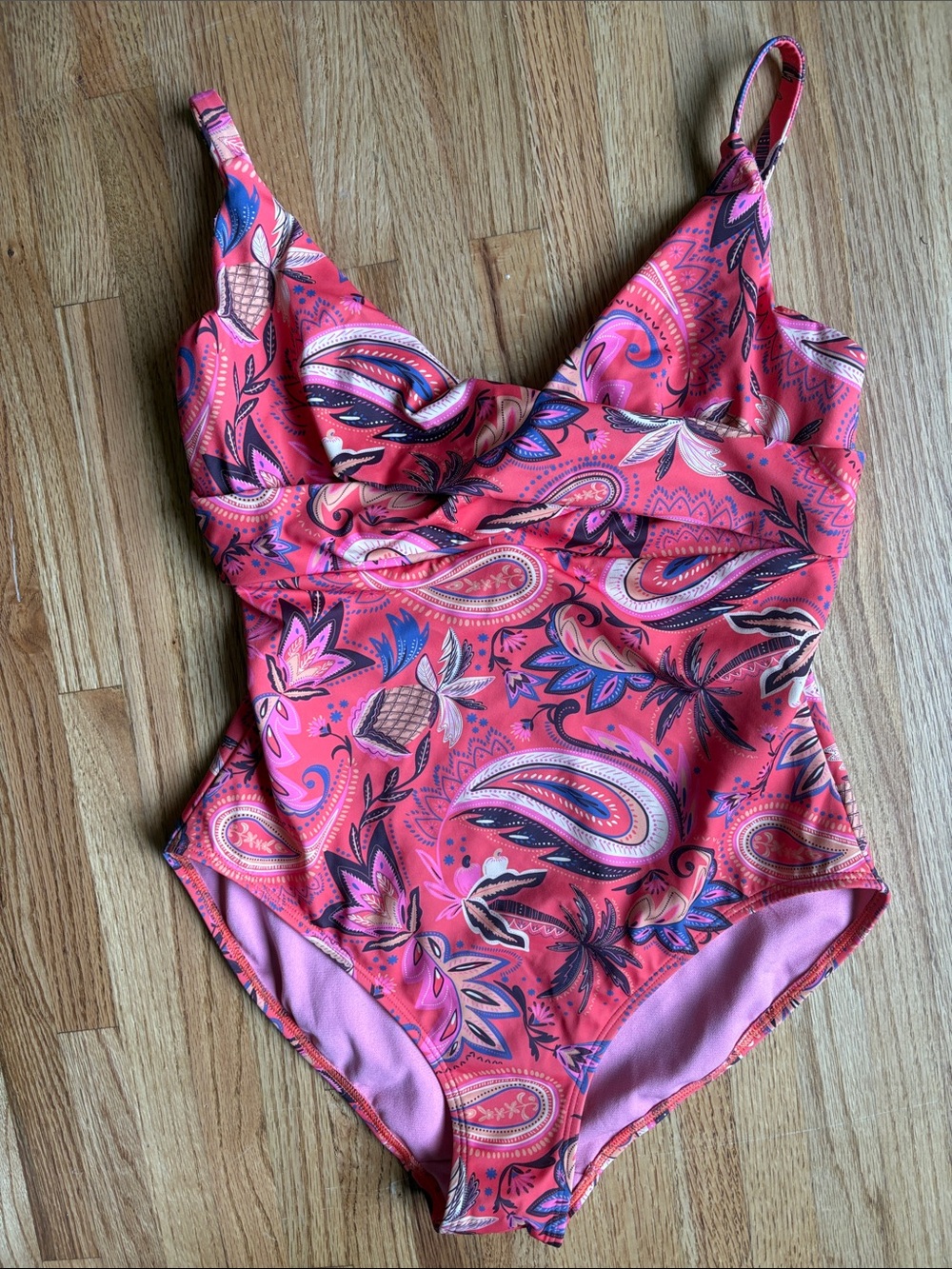 Boden 34D Coral Paisley One-Piece Swimsuit